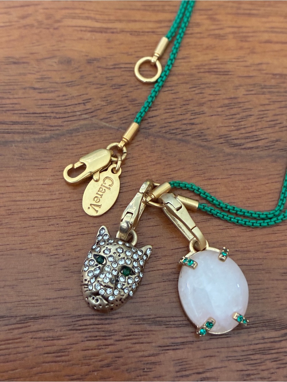 EUC Clare V. Green Chain with Two Charms